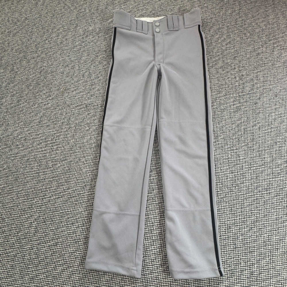 Easton Kids Youth Small Grey Baseball Pants Black Side Pipe Stripe YS RN 128300